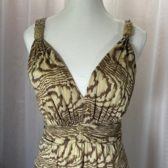 2007 Express Metallic Animal Print Empire Waist Babydoll Top Small Y2K Chic - Picture 2 of 9